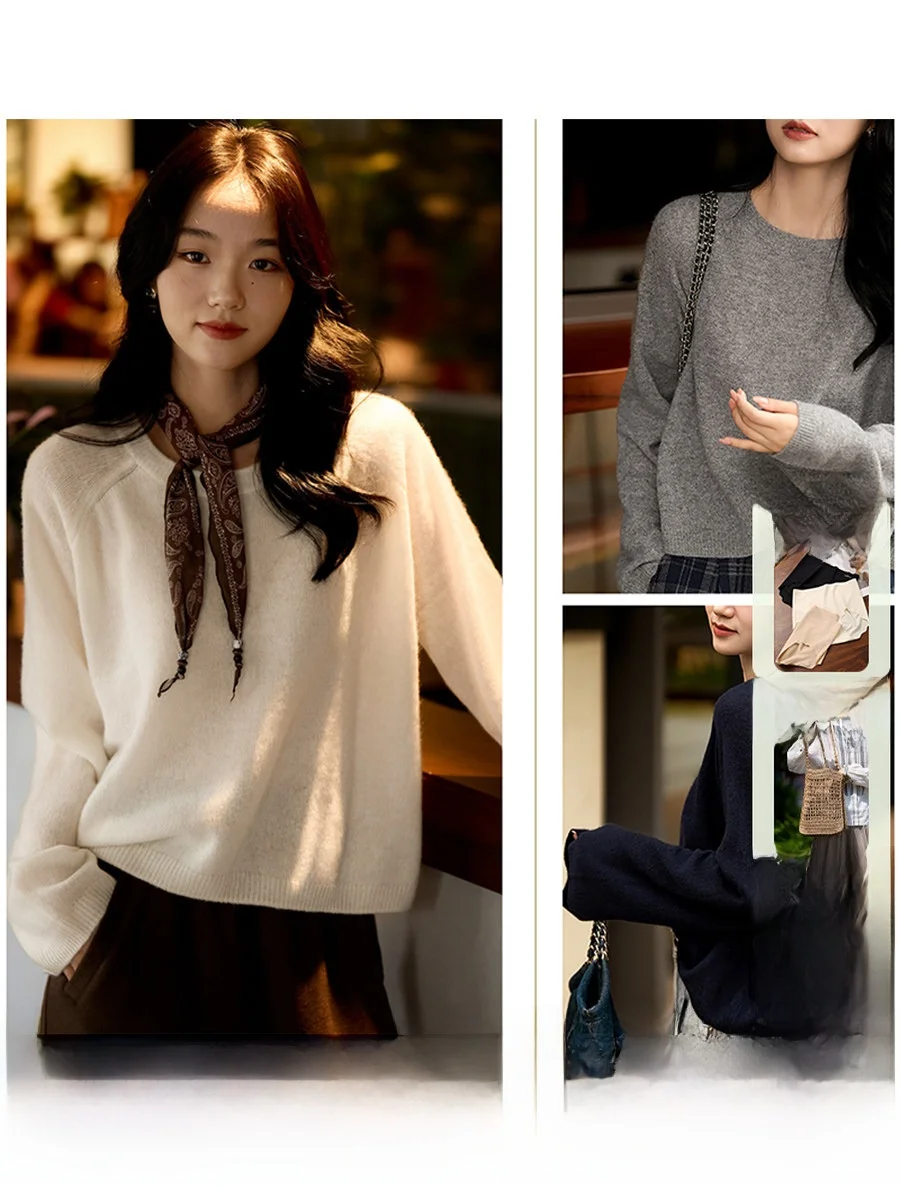 

Early Autumn Casual round Ne Knitted Camere Sweater Women's New Sle Comfortable Soft Long Sve Faionable Top