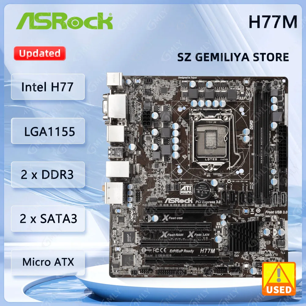 ASROCK H77M Motherboard LGA 1155 Intel H77 support Core 2125 3240 2310 2500 3450 3770 G440 cpu DDR3 32GB Micro ATX