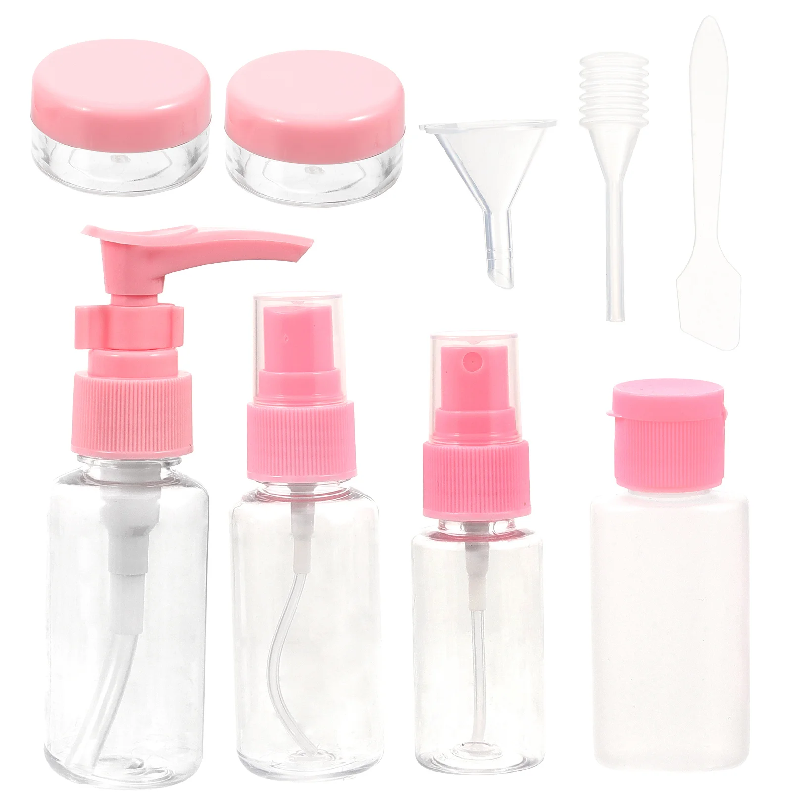 10개입 공간 절약 여행용 메이크업 병 세트 휴대용 용기 샴푸 로션 누드 핑크 여행용 메이크업 병