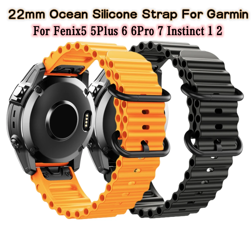 Garmin Ocean Silicone 22 26mm Wristband Strap For Approach S62 Fenix5 5Plus 6 6Pro 7 Watch Band Intinct1 2 Quick Fit Bracelet ​