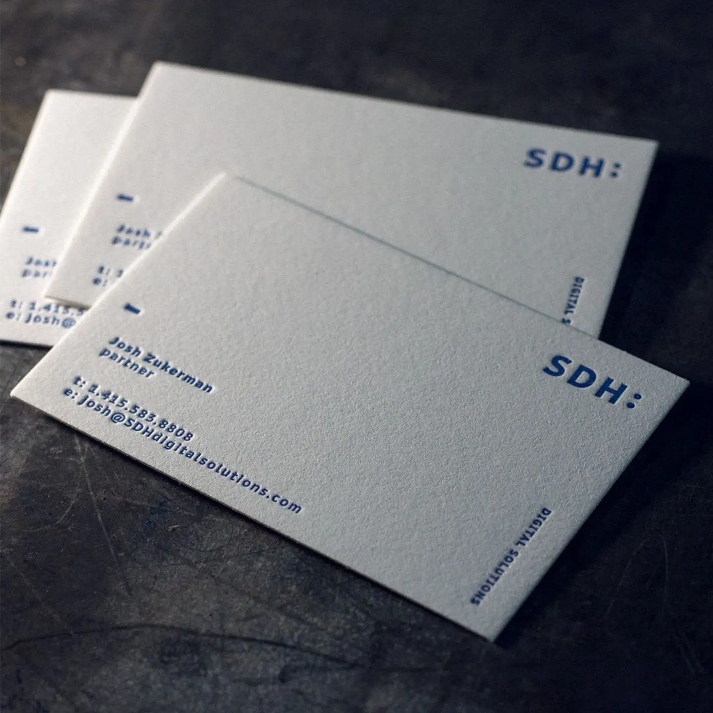 Custom White Embossed Thick Cotton Paper Business Card Printing with Logo Simple Design for Small Businesses