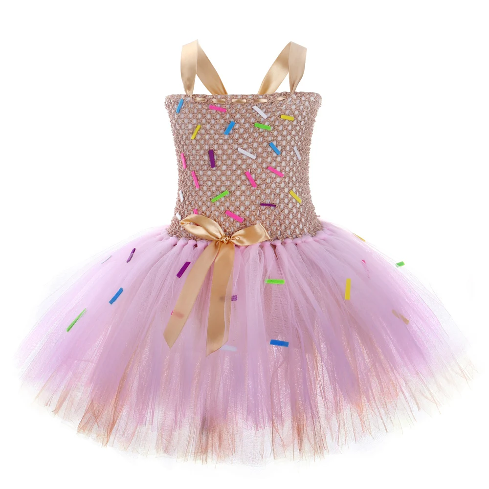 Baby Girls Candy Donuts Tutu Dress for Kids Doughnut Birthday Party Costumes Toddler Girl Photoshoot Tulle Outfit New Year Gift