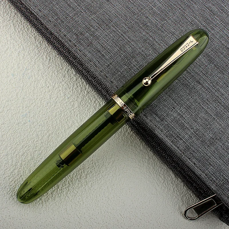 Jinhao 9019 Fountain Pen #8 /Heartbeat Nib Transparent Green Big Size Resin Office Writing Pen with Large Converter