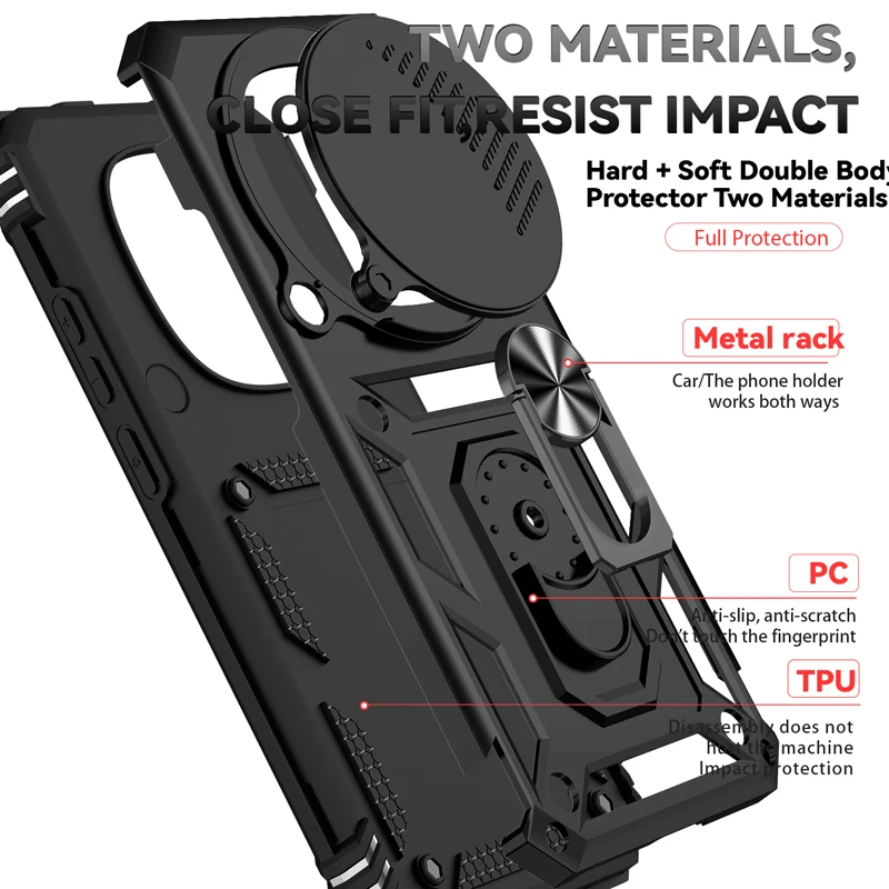 Stoßfeste Armor-Hülle für Xiaomi Redmi Note 15 Pro 5G 4G mit Schiebeobjektivschutz, Handyhülle für Redmi Note 14 Note 14 Pro 5G, Rückseite – Detail 2