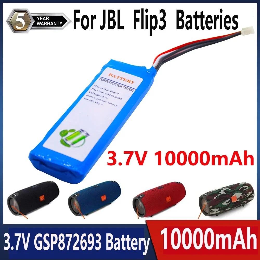 3.7V 3000mAh/10000mAh/11.1Wh GSP872693 P763098 03 Rechargeable Lithium Polymer Battery For JBL Flip 3 Wireless bluetooth speaker