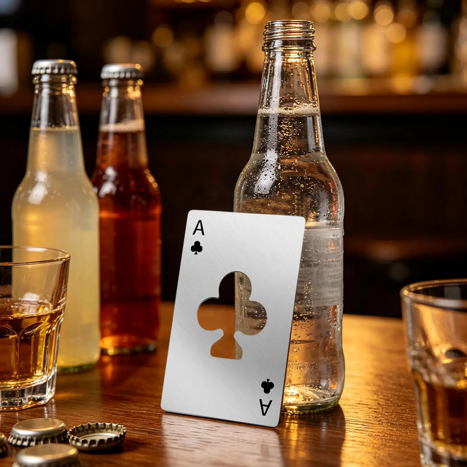 Rustproof Portable Compact Card Shape Bottle Opener Funny Metal Wallet Beer Cap Opener for Pub Kitchen Restaurant Club Park Home