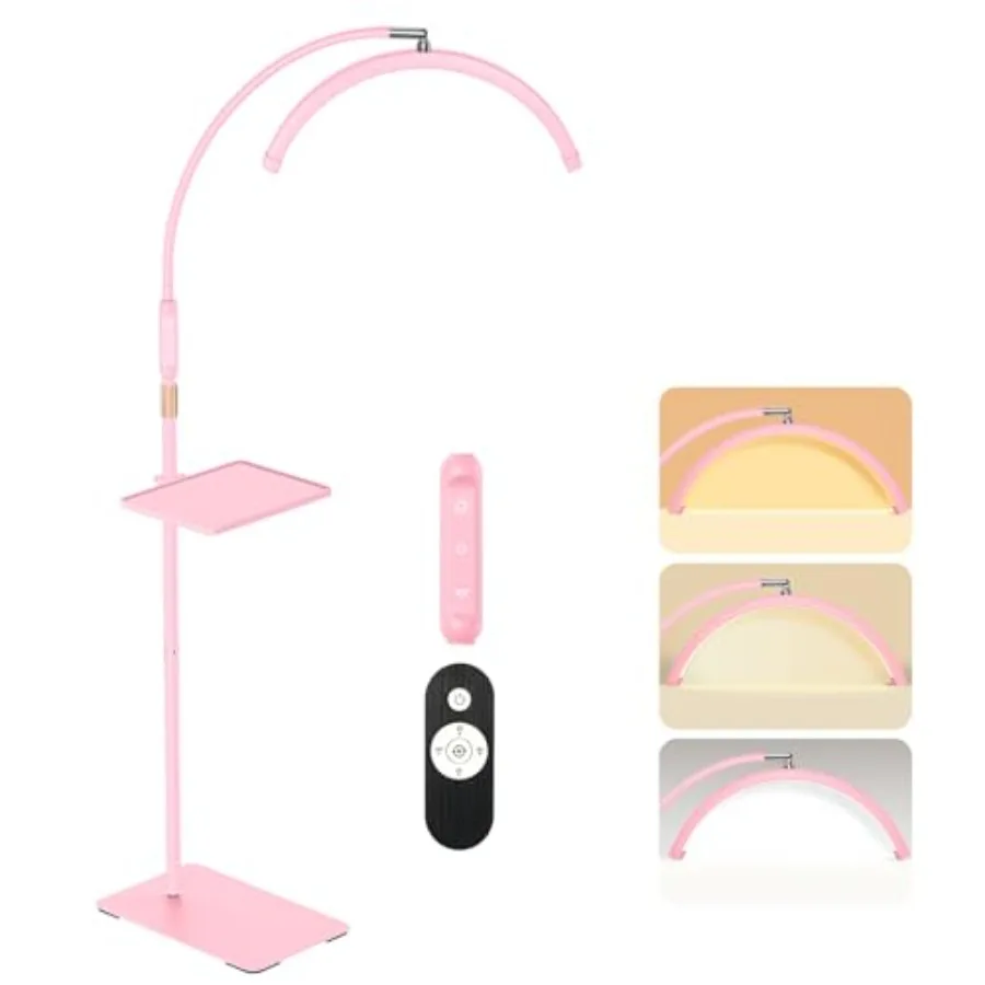

Lash Light for Eyelash Tech with Tray, Half Moon Light for Lashes and Estheticians, LED Floor Lash Lamp for Eyelash Extensions,