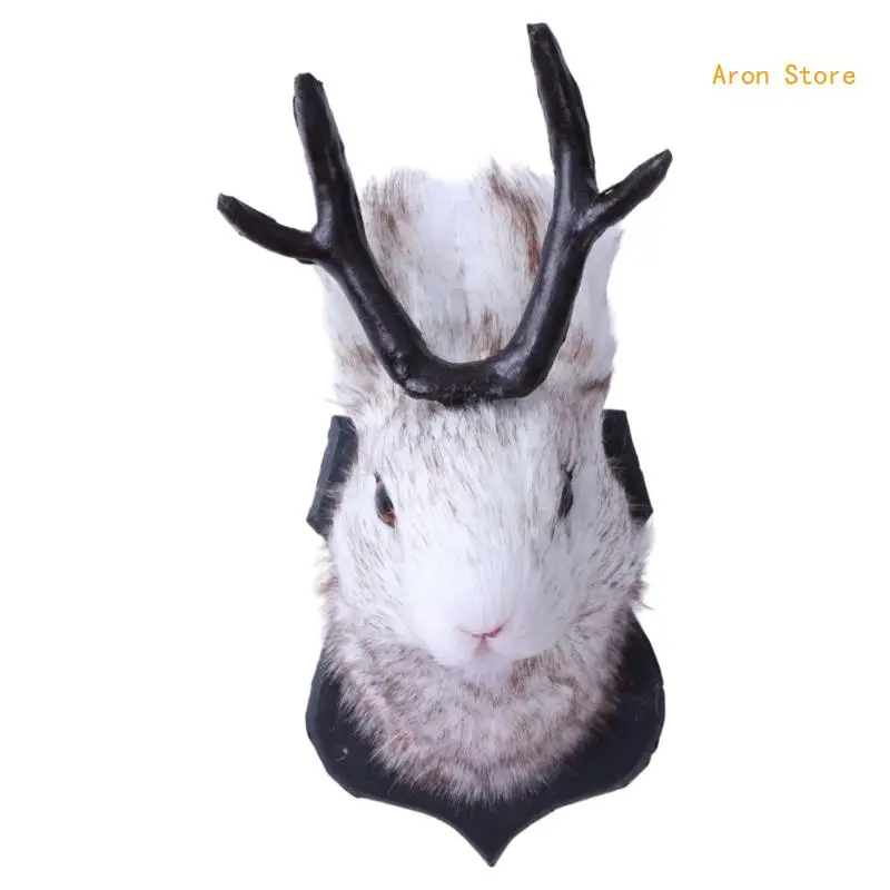 

Delicate Antler Rabbit Head Decorations Simulations Rabbit Sculpture Animal Shaped Jewelry Easy to Clean Wall Hook H3CF