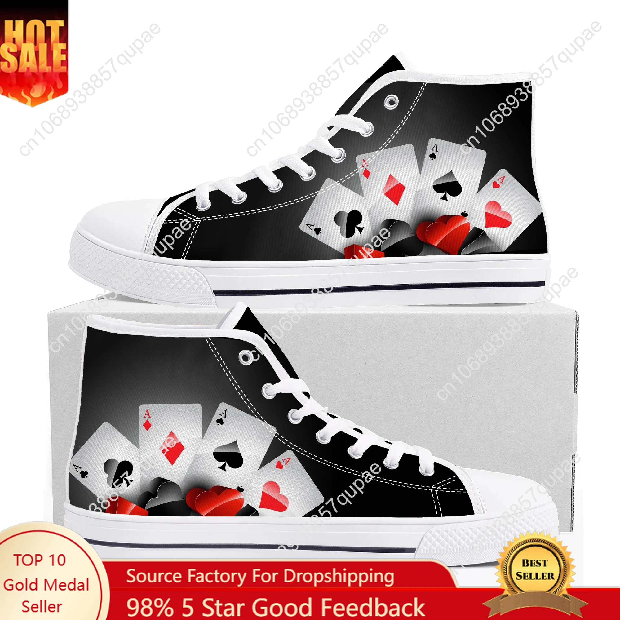 

Playing Card Poker 3D Printed Pattern High Top Sneakers Mens Women Teenager Canvas Sneaker Ghana Hiking Casual Shoes Custom Shoe