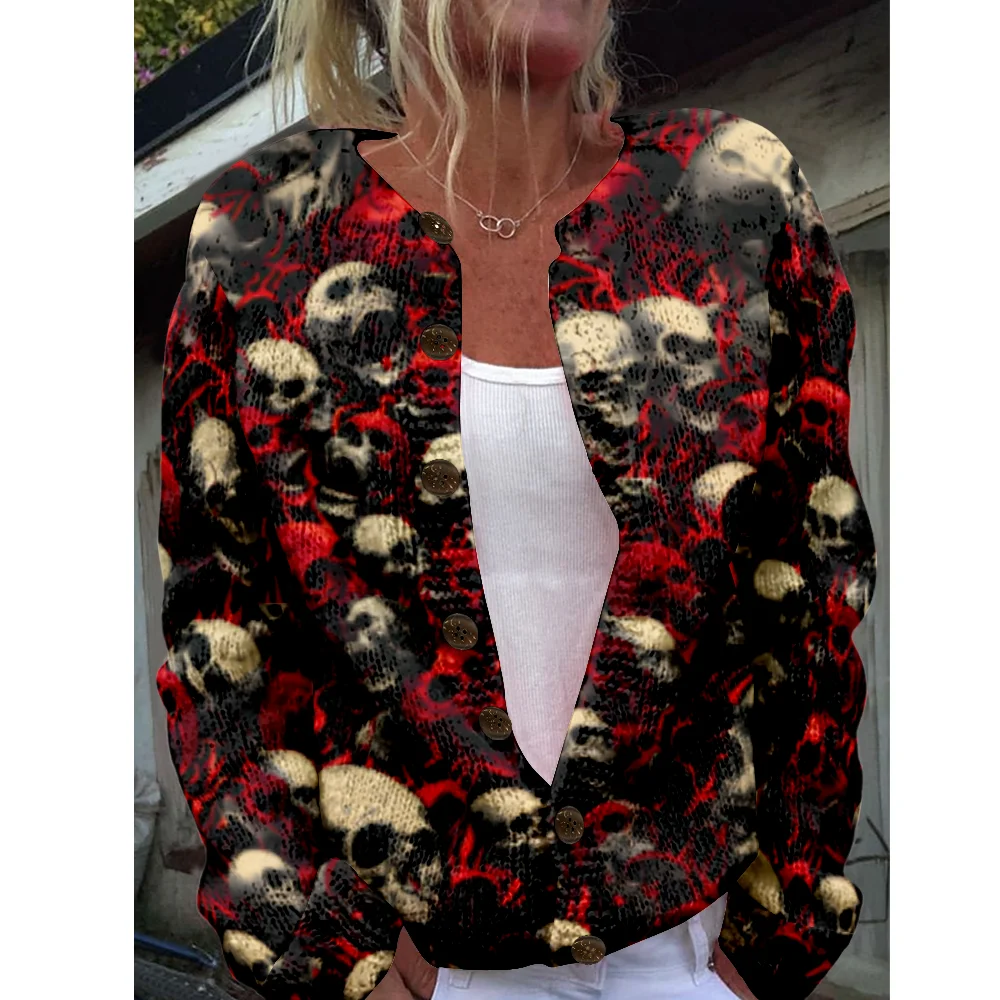 

Autumn Winter Knitted Cardigan Women Sweater halloween Vintage Sweaters Knit Top Fashion Casual Chic Jumpers Streetwear Gift
