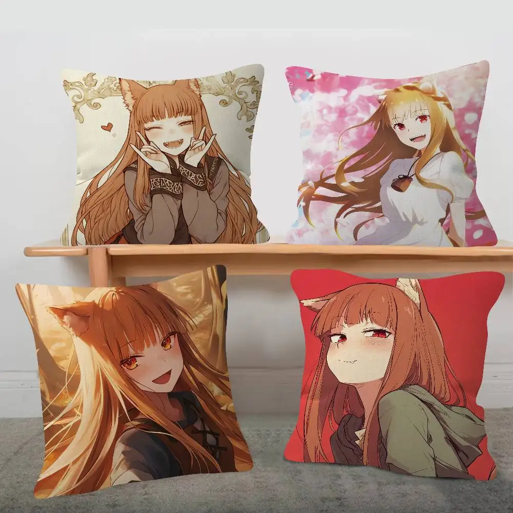 Anime Spice And Wolf Cute Cartoon L Game Cushion Cover Pillowcase Upholstery Sofa Throw Pillow Home Decor Pillowcas