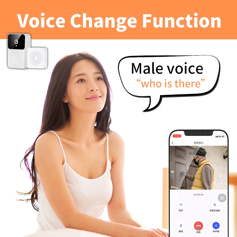 Doorbell Video Low-Power WiFi Link Rechargeable Type Doorbell Night Vision HD Smart Security 1 to 1 Home Intercom