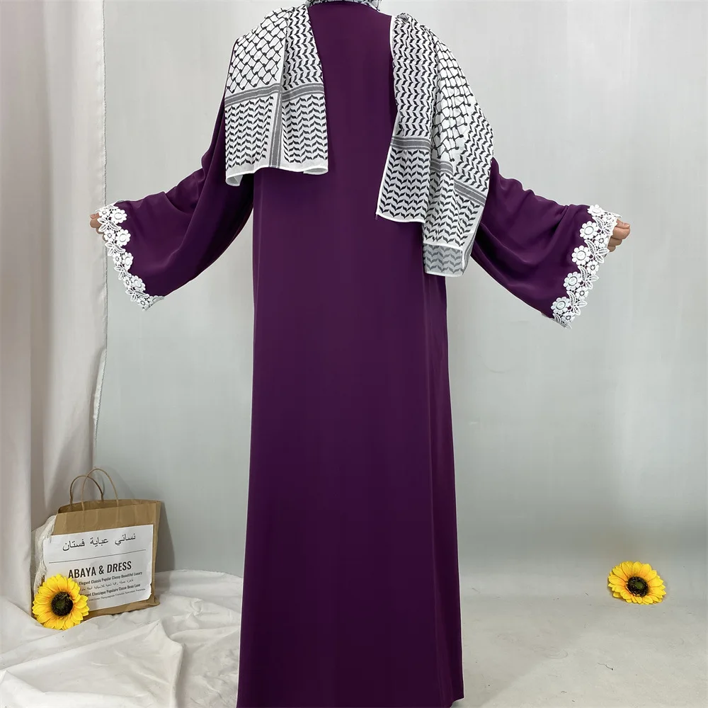 UNI Open Front Abaya Muslim Langarm Strickjacke Abayas Maxikleid Damenbekleidung Quaste Lace Out Kaftane Frauen Jilbabs