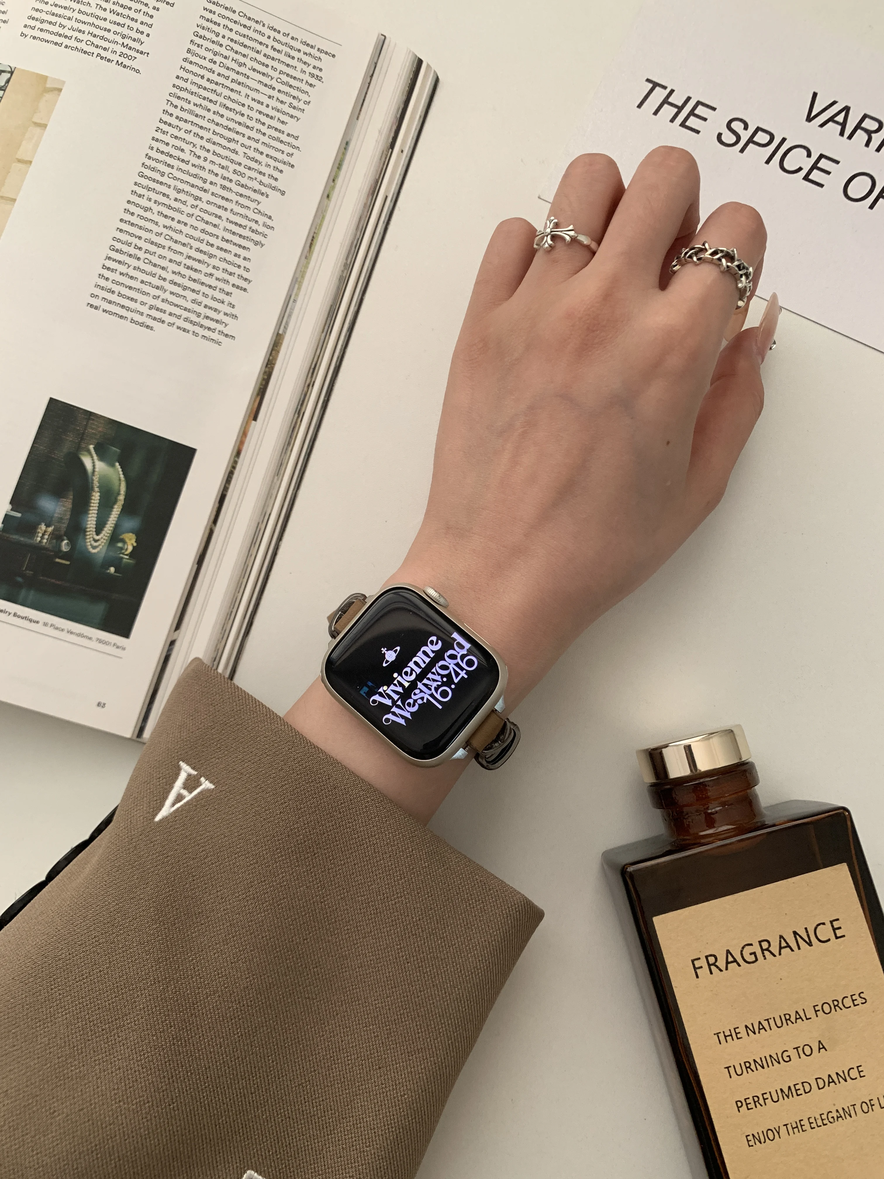 حزام نمط فاسق لساعة أبل ، مصنوعة من سلسلة معدنية قديمة للنساء ، سوار المعصم الموضة ل iWatch ، سامسونج 38 ، 40 مللي متر ، 41 مللي متر ، 42 مللي متر ، 44 مللي متر ، 45 مللي متر ، 49 مللي متر