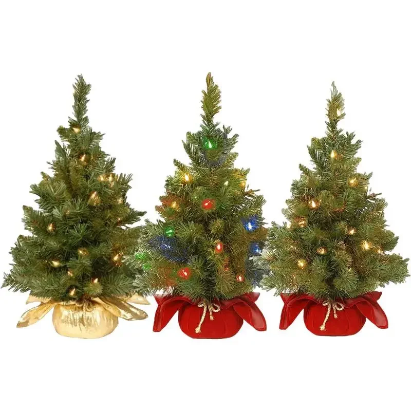 

For Christmas Trees Artificial Prelighted Pine Tree 60cm Realistic Pre-lit Christmas Tree With Warm White LED Lights Christmas d