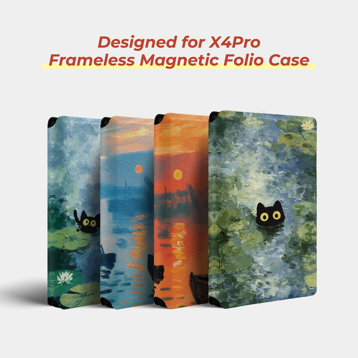 twosheep Monet and Cat Case suit for XTEINK X4 Pro XTEINK X4Pro Pure Magnetic Frameless Thin Shell Slim Skin Protective Guard