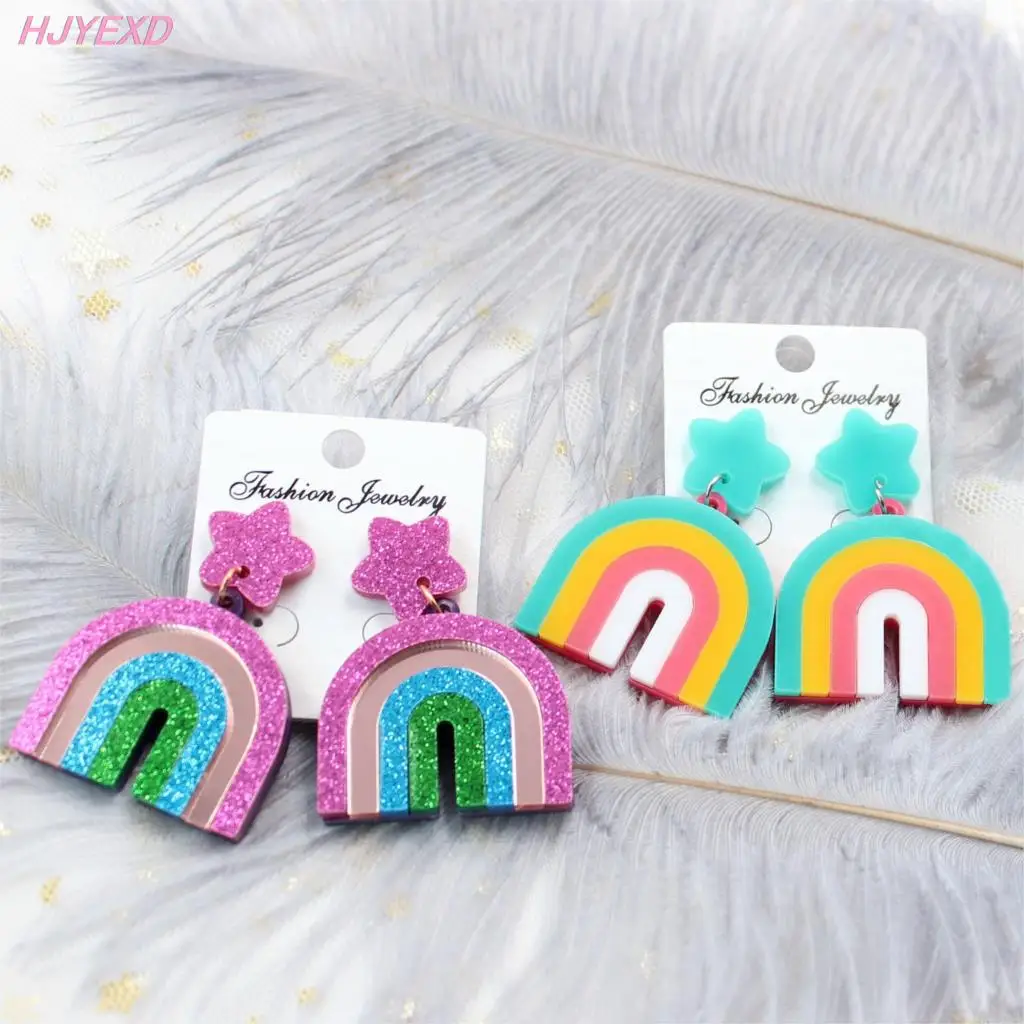 1pair Acrylic Icecream Lip Donut Evil Eye Girl Earrings Pink Food Jewelry Mermail Rainbow Dangle Earring