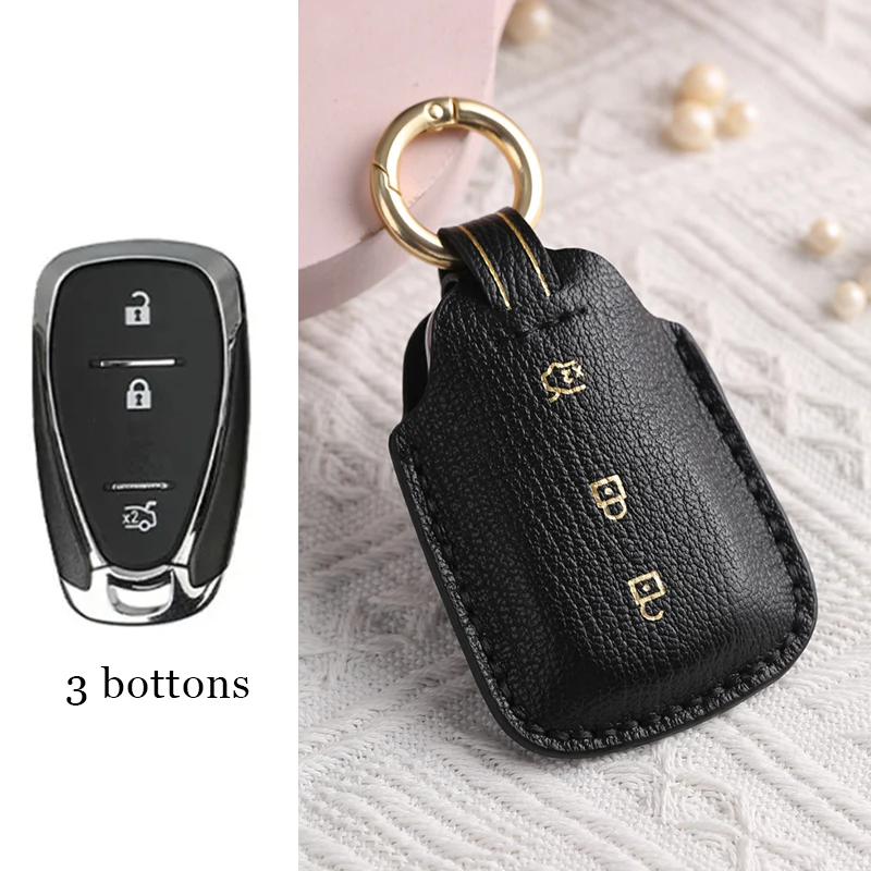 Funda de cuero para llave de coche, cubierta Fob para Chevy, Chevrolet, Malibu, Camaro, Cruze, Traverse, Sonic Volt Bolt, Equinox 2017, 2018, 2019