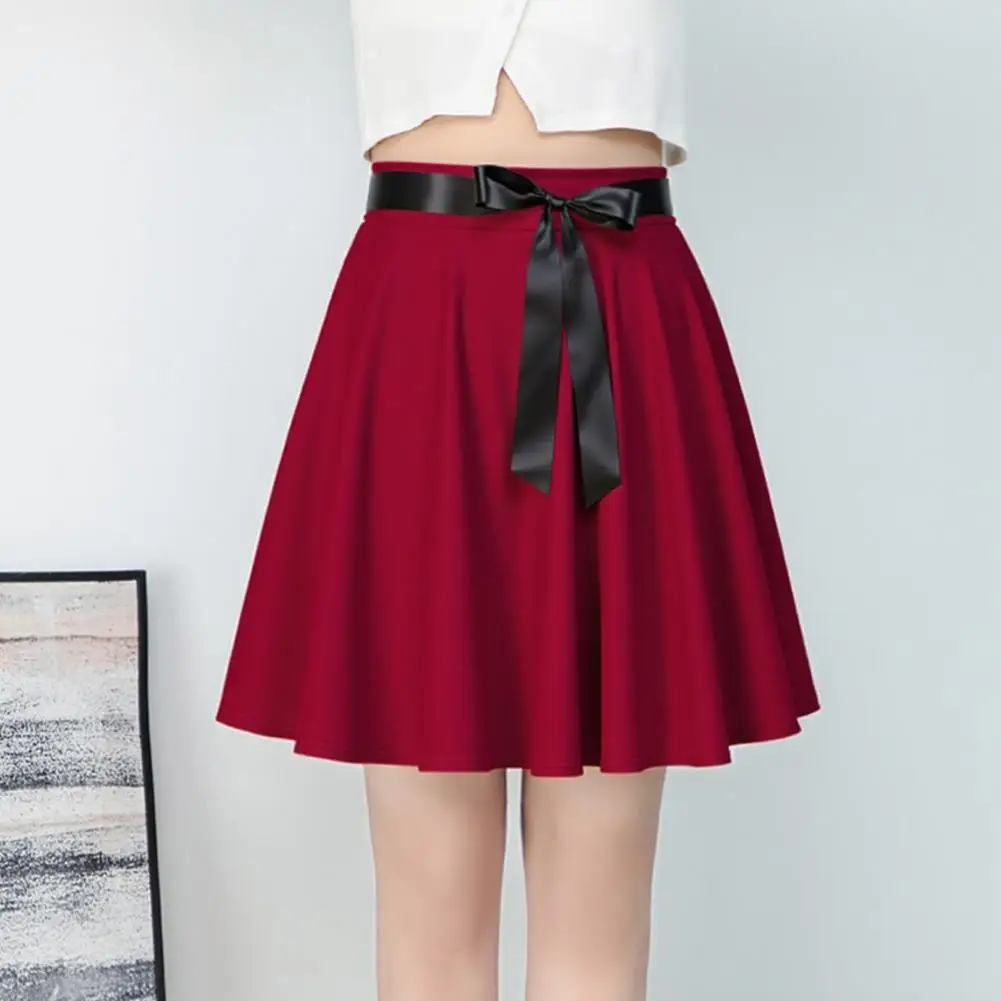Женская летняя юбка-миди, однотонная элегантная юбка трапециевидной формы с высокой талией и поясом, коктейльная взлетно-посадочная полоса, фигуристка, косплей, танцевальные короткие юбки