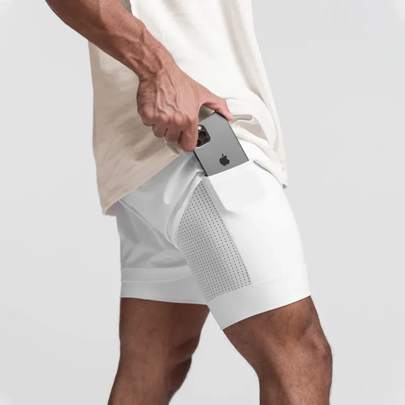 NEW men\'s sports shorts 2 in 1 Running shorts men\'s double layer breathable fitness bodybuilding training short Jogging Short