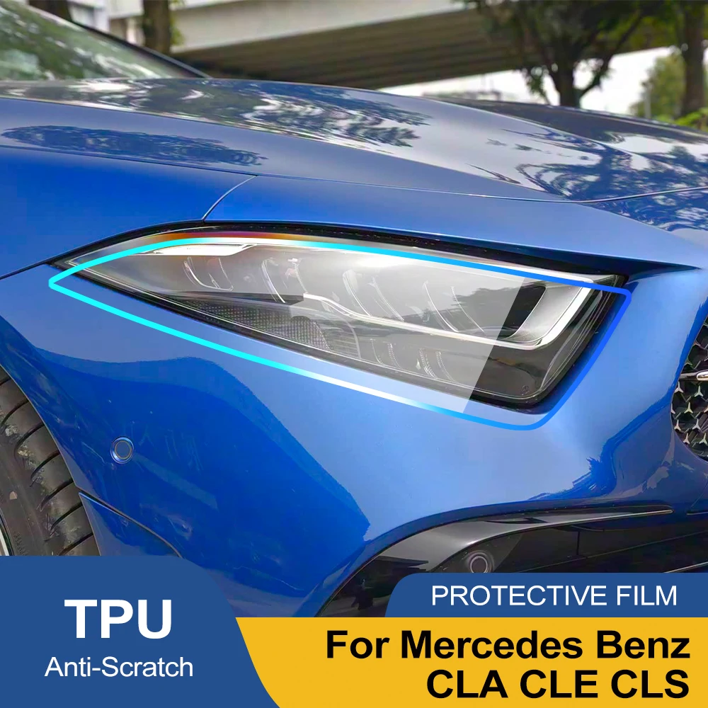 

For Mercedes Benz CLA/CLE/CLS TPU Car Headlight Protective Film Smoke Black Gloss Pre-Cut PPF Anti-Scratch Vinyl Wrap Cover Kit
