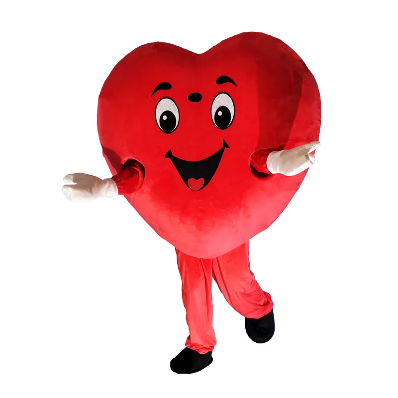 

2024 Fashion Red Love Heart Mascot Cartoon Doll Cosplay Costume For Adult Christmas Halloween Birthday Party Easter Carnival