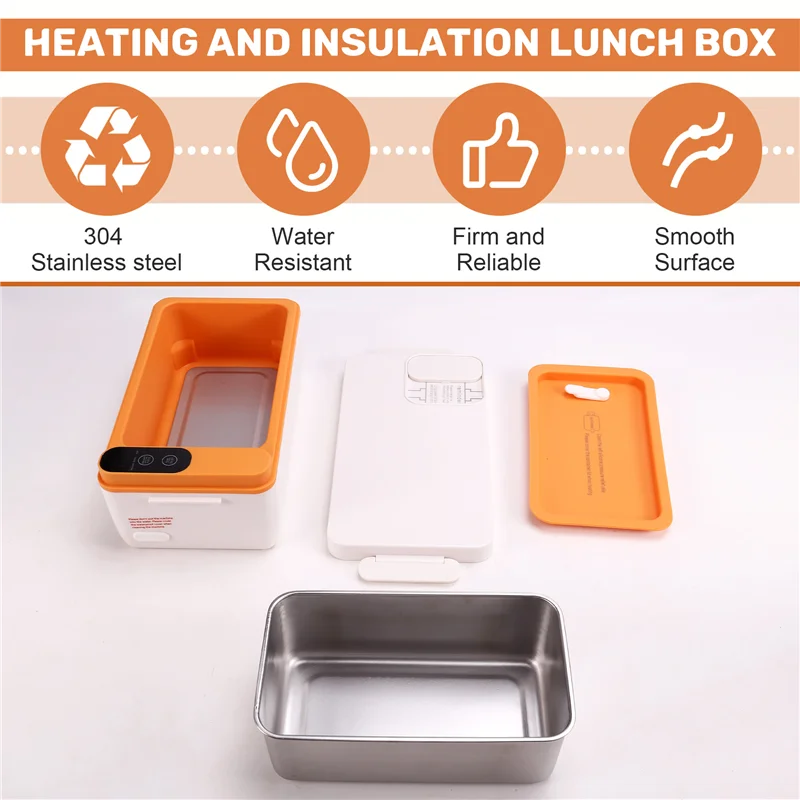 LICE-Heated Lunch Box  Electric Lunch Box   Self Heating Lunch Box  Cordless Rechargeable 304 Food-Grade Stainless Steel 1L  A