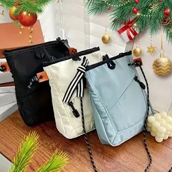 Small Nylon Crossbody Bag Trendy Square Phone Purse Versatile Shoulder Bag For Studen Fresh Crossbody Canvas Bag