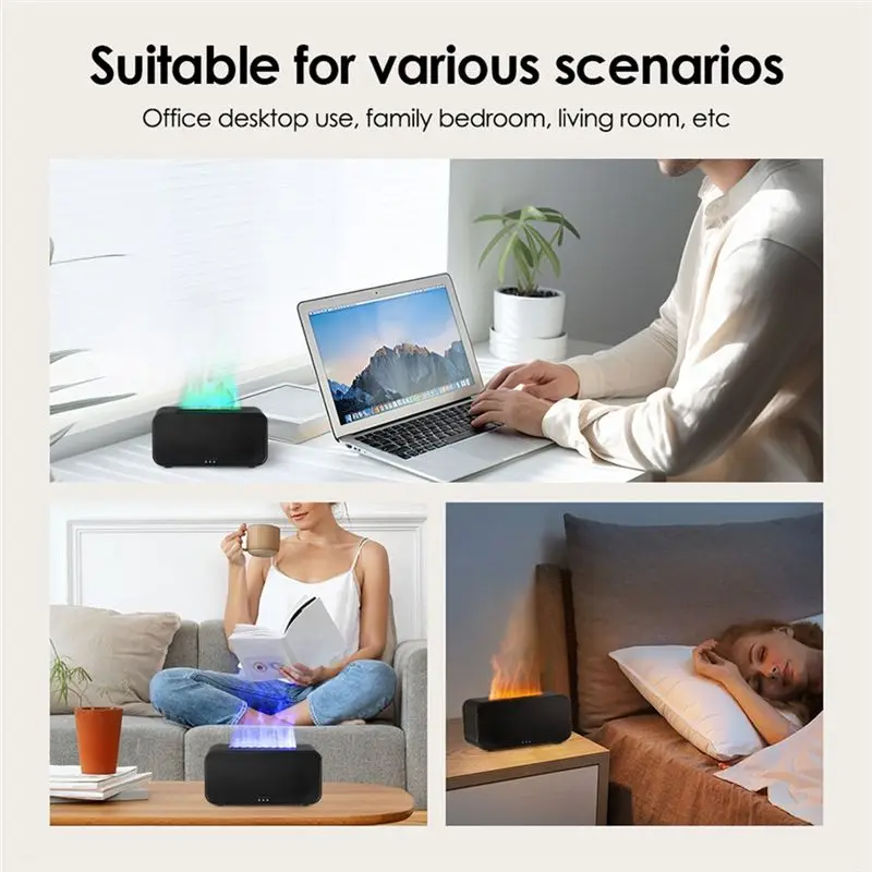A23E-7 Colorful Humidifier Flame Aromatherapy Oil Diffusers For Home 120Ml Humidifier Desktop Atmosphere Night Light