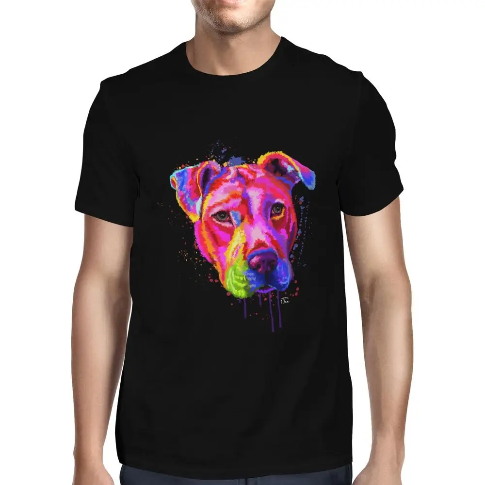 Mens Painted Abstract Pit Bull Dog  T-ShirtUnisex Women's Summer Cotton Luxury Brand Retro Oversized