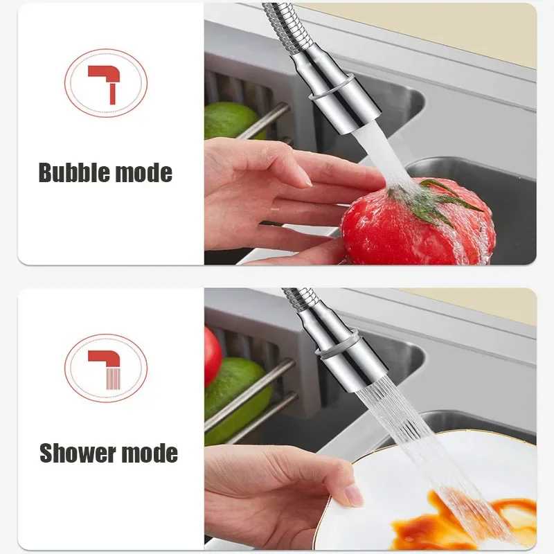 Stainless Steel Kitchen Faucet Sprinkler Water-saving Device Lengthening Rotating Splash Proof Sprinkler Spray Extender Bubbler