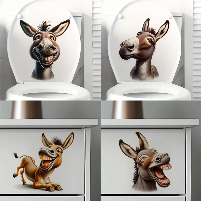 Funny Donkey Toilet Stickers Decoration for Living Room, Wall, Bedroom, and Home Decor Car Decals Self-Adhesive