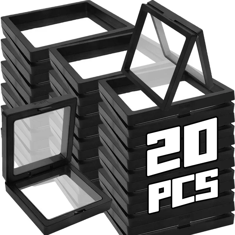 Image of 20/1x PE-Folien-Schmuckaufbewahrungsbox Membran-Ring-Ohrring-Halsketten-Präsentationshalter Schwebender Rahmen Tisch-Aufbewahrungsbehälter für Zuhause