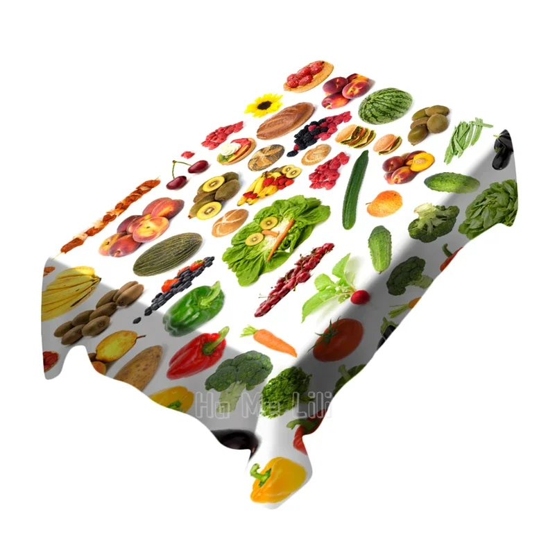 A Variety Of Healthy And Nutritious Fruit And Vegetable Design Pattern Tablecloth Indoor And Outdoor Art Decoration