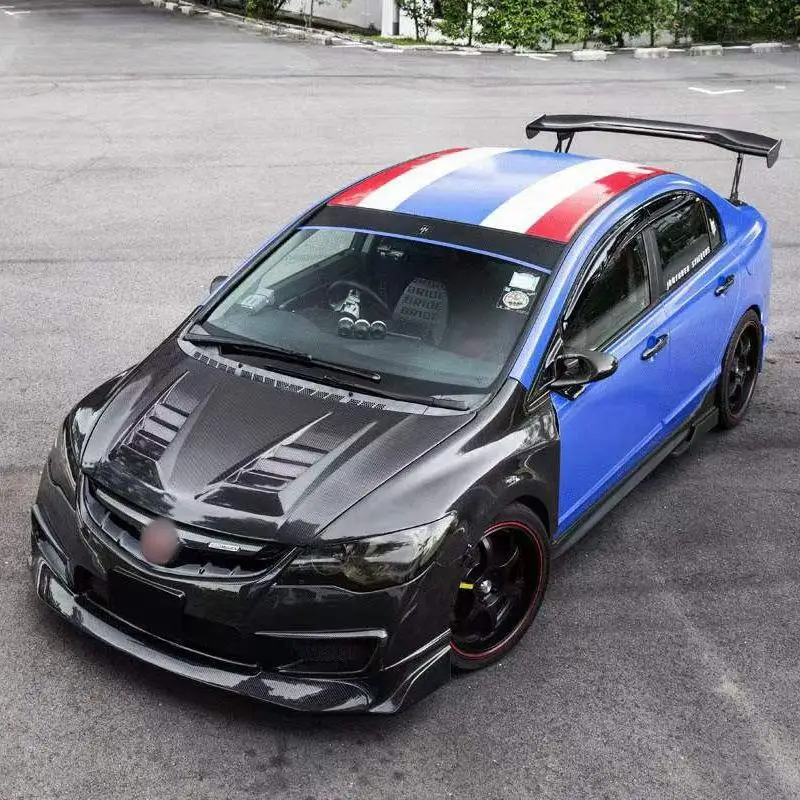 أغطية غطاء محرك السيارة الأمامي من ألياف الكربون للجيل الثالث سيفيك FD2 2007 2008 2009 2010 2011 2012 2013 2014 2015 ترقية غطاء المحرك نوع R