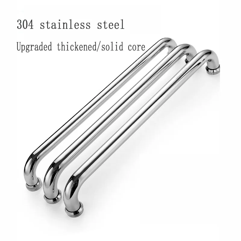 1PCS 304 Stainless steel shower handle Single handle bathroom glass doors handle Mirror surface Hole spacing 440mm