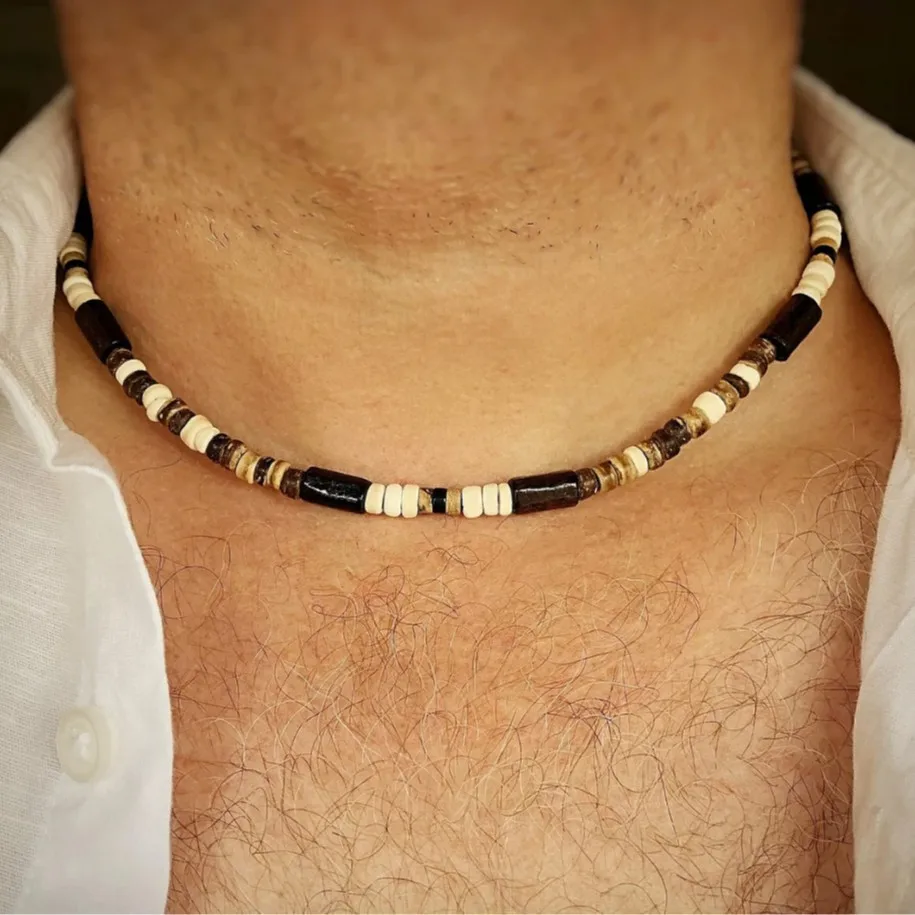 1PC Man's retro ethnic style coconut shell bead necklace for men bohemia surfer necklace man jewelry