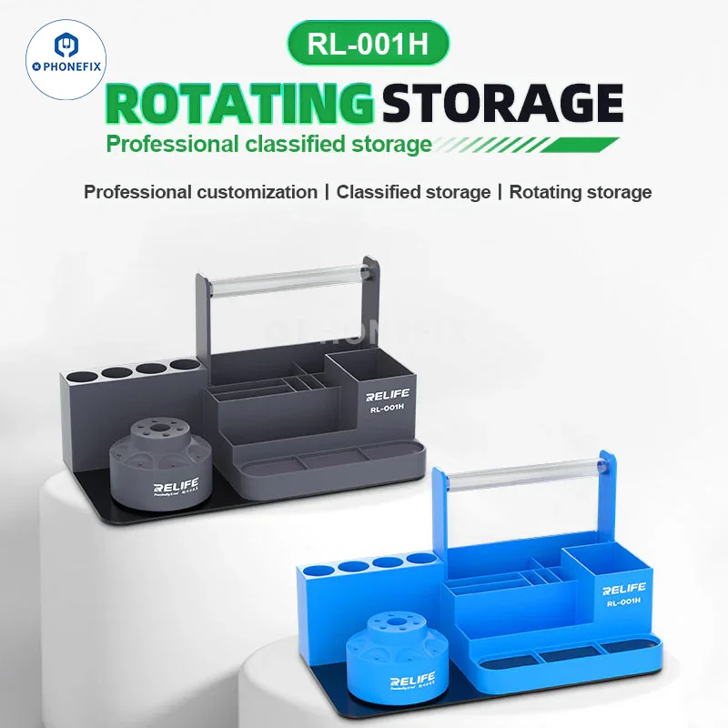 Imagem -03 - Tool Storage Box 360 ° Rotating Acessórios Organizer Rack Divisórias Múltiplas Stepped Handle Armazenamento Ferramenta Lugar Relife-rl001h