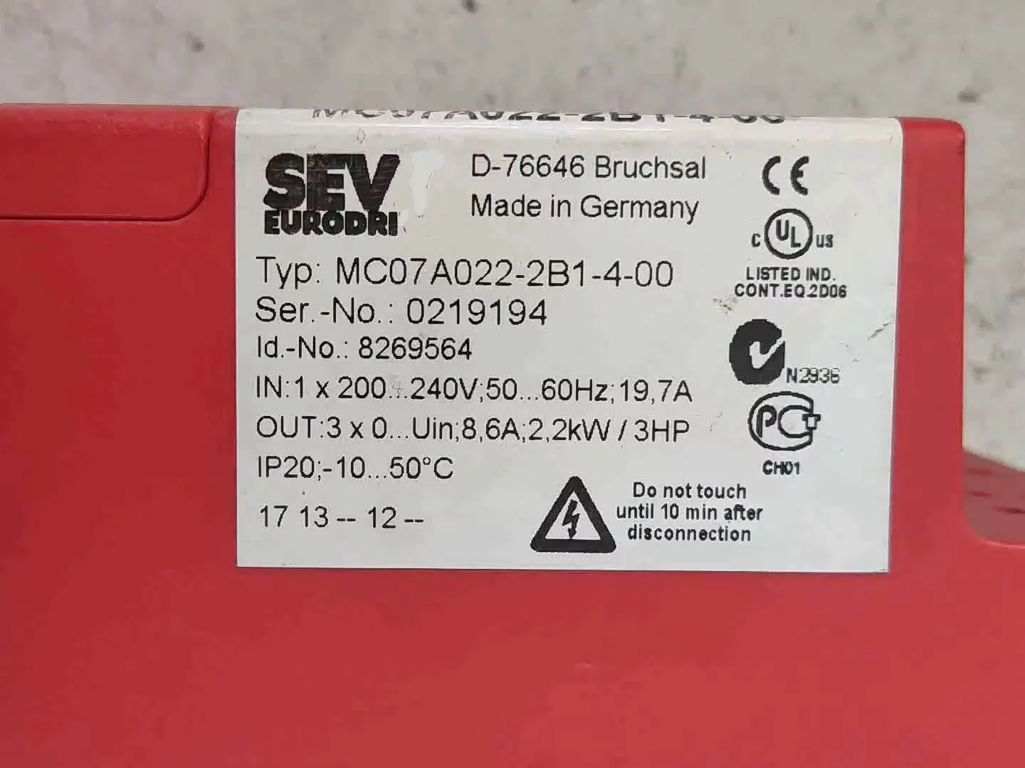 MC07A022-2B1-4-10 Inversor para SEW MC07A022-2B1-4-10