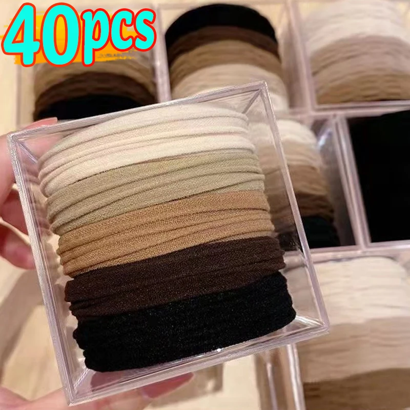 40Pcs Fashion High Elastic Hair Bands for Women Girls Black Hairband Rubber Ties Ponytail Holder Scrunchies Hair Accessories