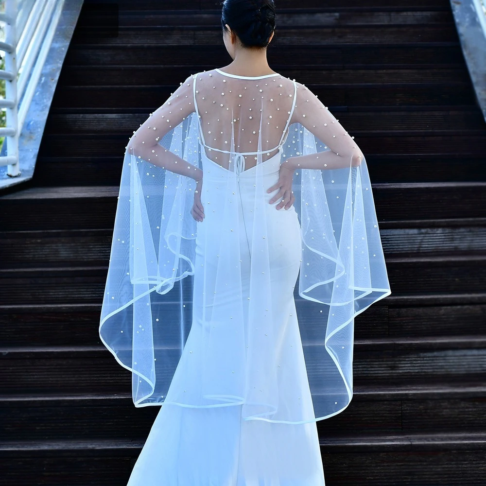 Parels kralen jas bruids capes voor bruiloft bolero bruiloft accessoires bruiloft feestkleding huwelijk wit