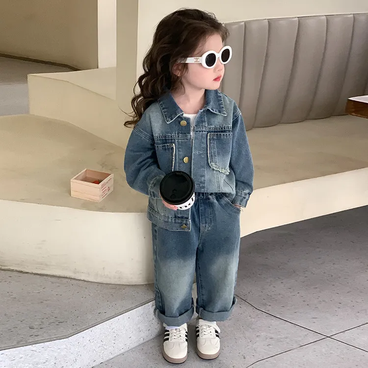 Girls' Spring Set 2026 New Sized Baby Korean Edition Internet Celebrity Korean Edition Casual Cowboy Two Piece Set
