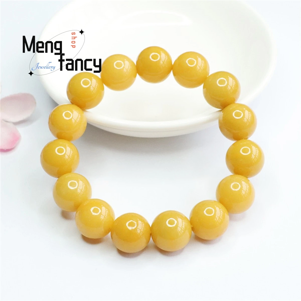 Natural Yellow Jade Chicken Oil Bead String Bracelet Simple Elegant Personalized Fashion Versatile Exquisite Luxury Fine Jewelry