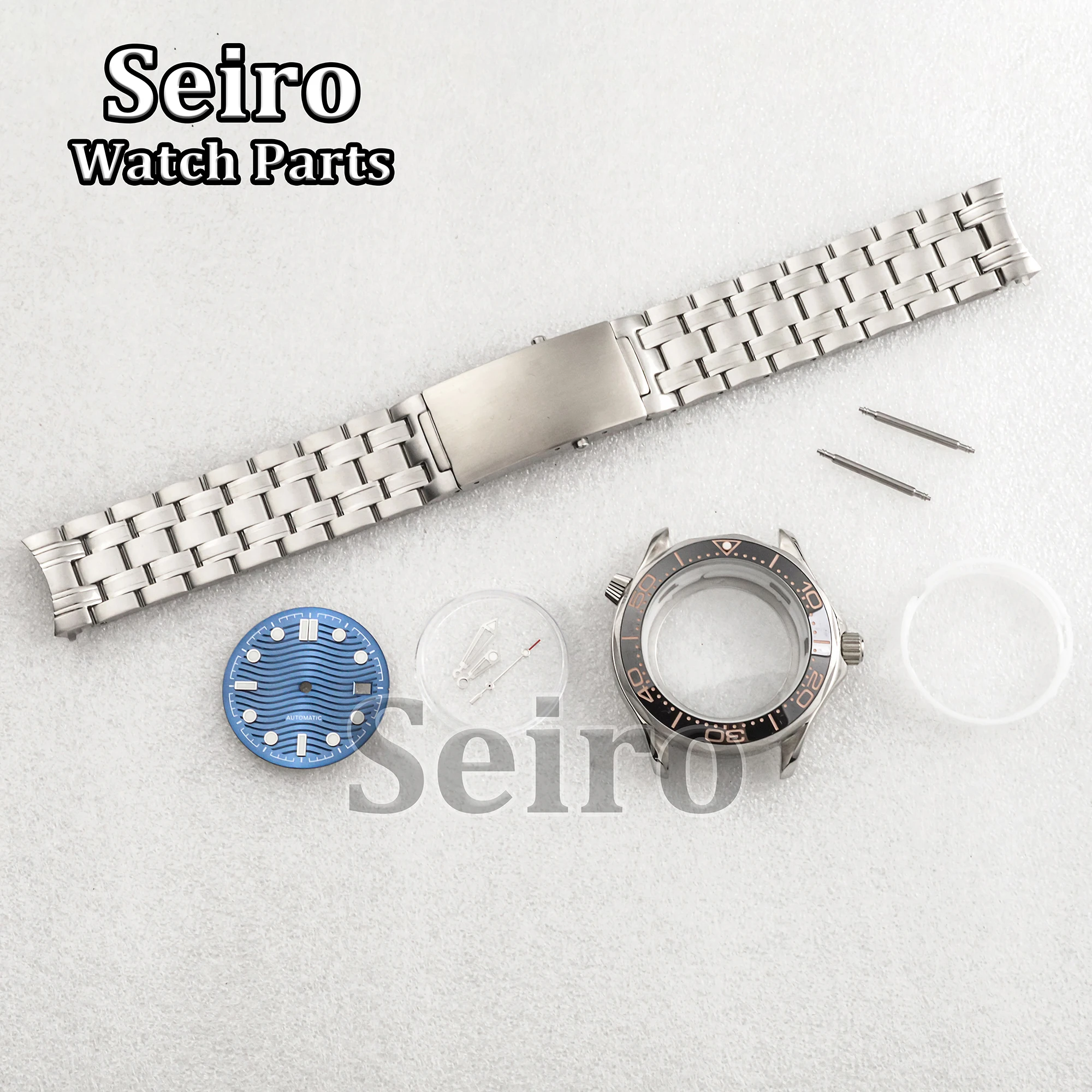 41MM Silver Watch Case Stainless Steel Strap 31MM Blue/Black Watch Dial Luminous Hands for Seamaster 300 NH35 NH36 Movement