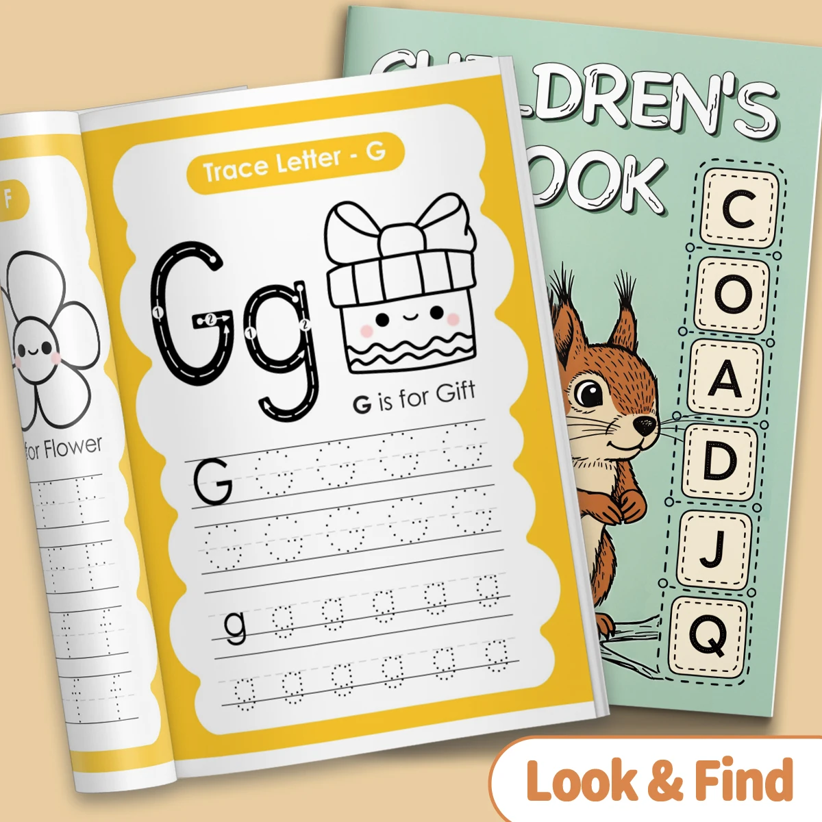 Children's alphabet coloring book, cute cartoon patterns, preschool early education workbook, boost your baby's hands-on skills