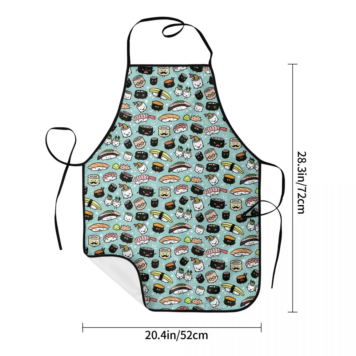 Cute Sushi Pattern Kawaii Sushi Characters Apron Chef Cooking Baking Tablier Bib Kitchen Cleaning Pinafore for Women Men