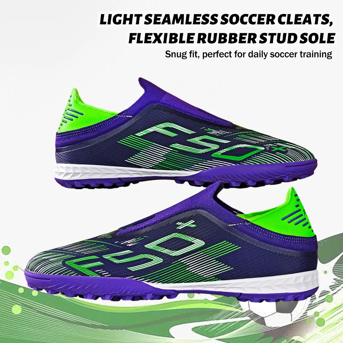 Unisex TF Soccer Cleats Anti Slip Turf Football Boots Breathable Lightweight Shoes for Adult Training Matches