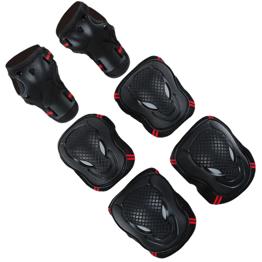 1Set Durable Knee Hand Elbow Pads Essential for Skateboarding Cycling Outdoor Exercises M 40-60kg Black and Red