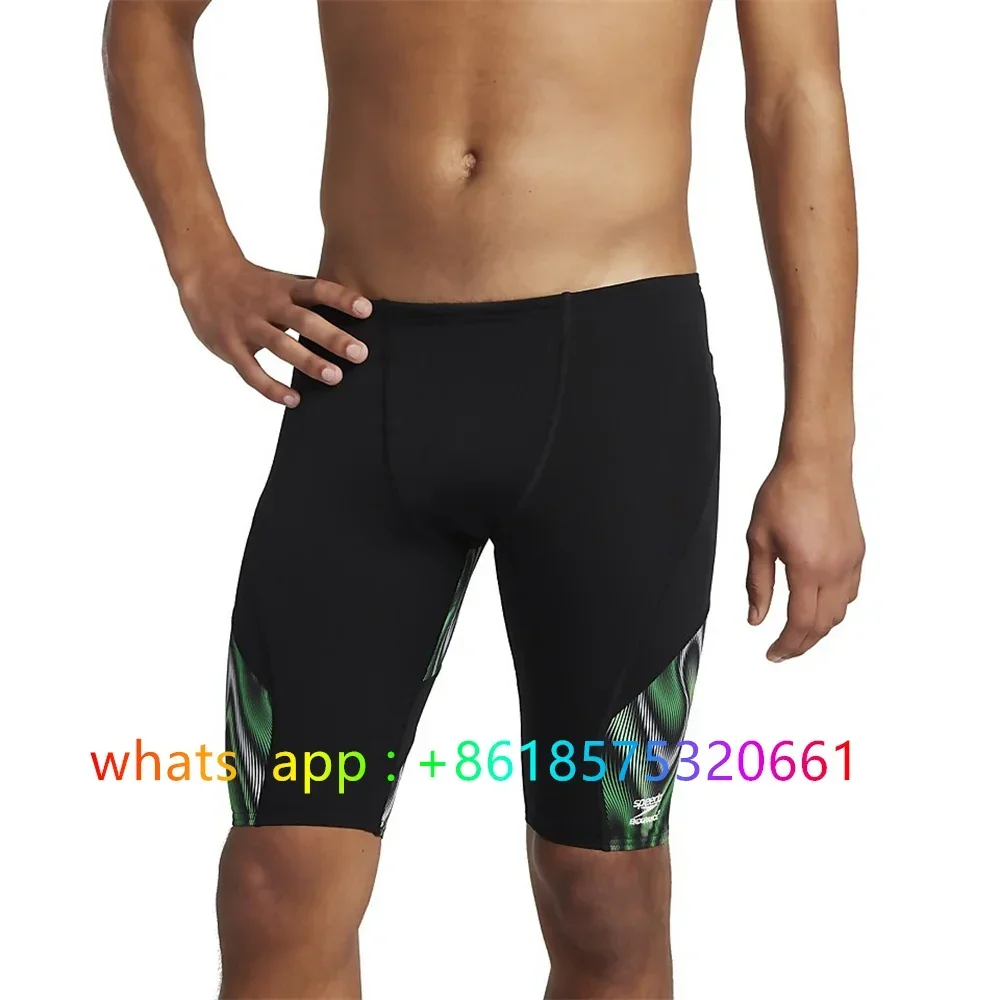 Men Jammers Swimsuit Competitive Swim Team Suit Quick Dry Swimwear Athletic Training Swimming Shorts Beach Tight Surfing Trunks