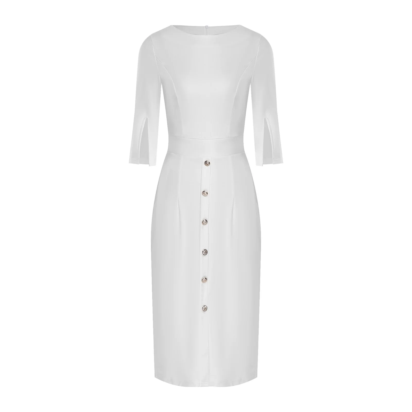 ชุดเดรสทำงานทรงเข้ารูปสำหรับผู้หญิง แขนสั้น เหมาะสำหรับงานเลี้ยงกลางคืน งานออฟฟิศ หรืองานพรอม